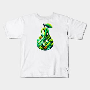Abstract Pear Geometry: Lush Green Design Kids T-Shirt